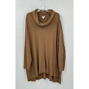 NEW J JILL cowl neck sweater tunic knit long sleeve soft cozy brown plus 4X